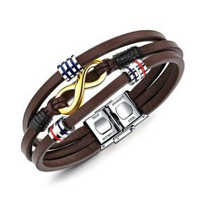 Mens Leather Infinity Bracelet